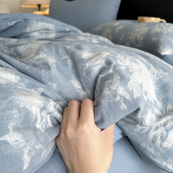 91家纺网 家纺一手货源 找家纺 ab家纺 2025新款全棉纯棉提花四件套-款式一 曼陀罗-兰