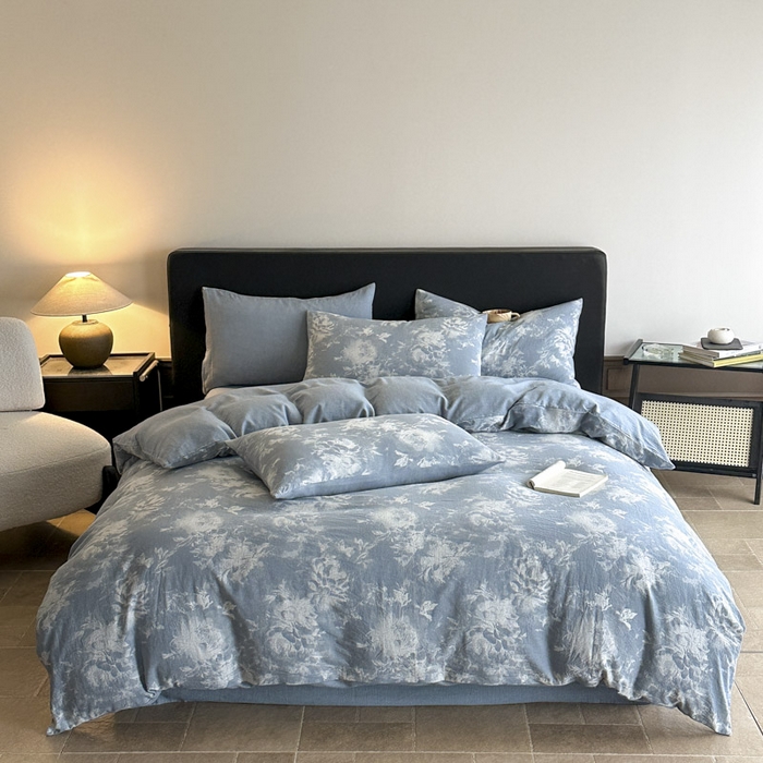 91家纺网 家纺一手货源 找家纺 ab家纺 2025新款全棉纯棉提花四件套-款式一 曼陀罗-兰