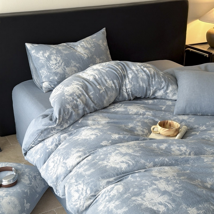 91家纺网 家纺一手货源 找家纺 ab家纺 2025新款全棉纯棉提花四件套-款式一 曼陀罗-兰