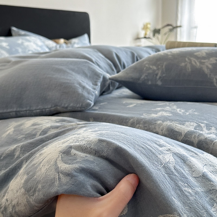 91家纺网 家纺一手货源 找家纺 ab家纺 2025新款全棉纯棉提花四件套-款式一 曼陀罗-兰