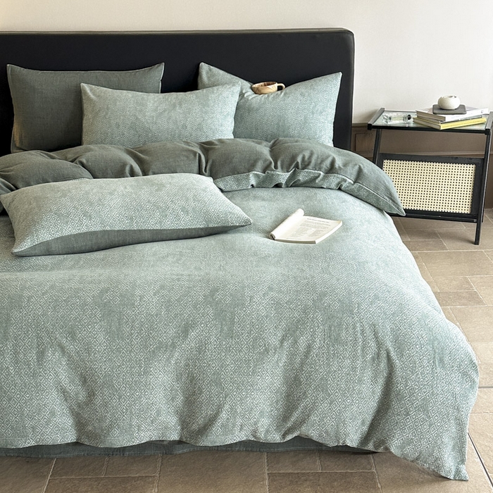 ab家纺 2025新款全棉纯棉提花四件套-款式二 米卡格-绿