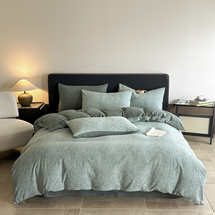 91家纺网 家纺一手货源 找家纺 ab家纺 2025新款全棉纯棉提花四件套-款式二 米卡格-绿