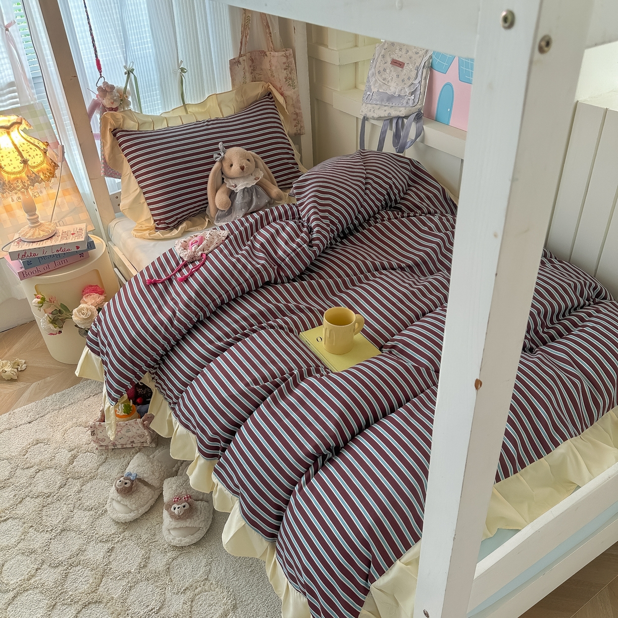 91家纺网 家纺一手货源 找家纺 （总）子钦家纺 2025新款云朵棉水洗棉复古风奶油花边四件套学生宿舍开学季-罗密欧