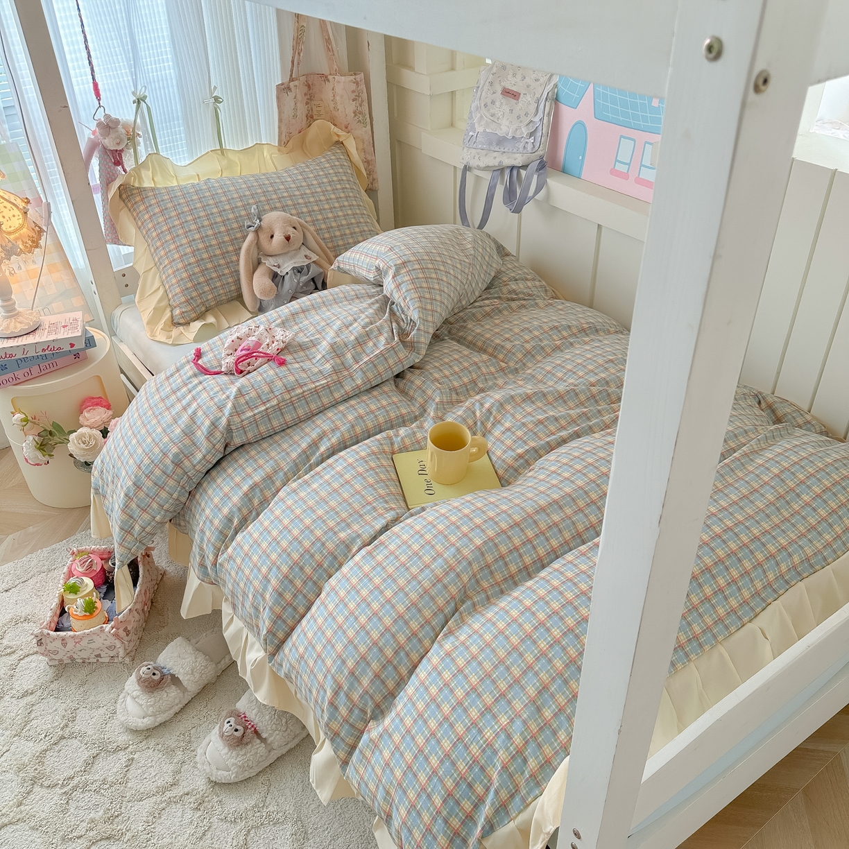 91家纺网 家纺一手货源 找家纺 （总）子钦家纺 2025新款云朵棉水洗棉复古风奶油花边四件套学生宿舍开学季-罗密欧