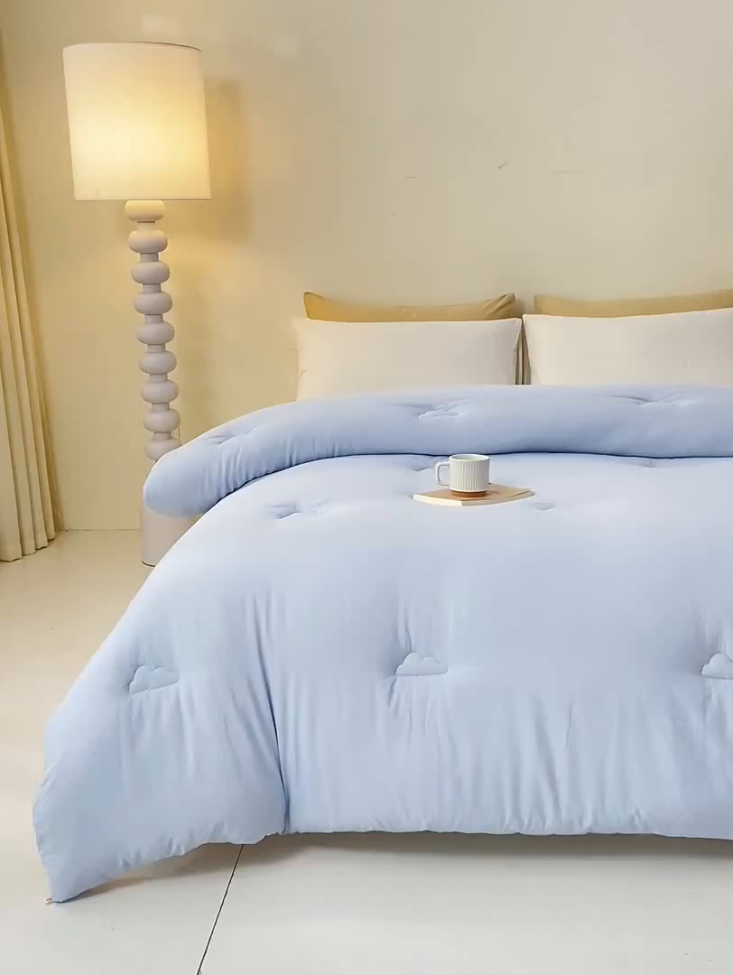 91家纺网 家纺一手货源 找家纺 风蝴蝶 2025新款云感大豆被双拼春秋被直播冬被外贸跨境被芯学生宿舍被子被芯 海盐蓝