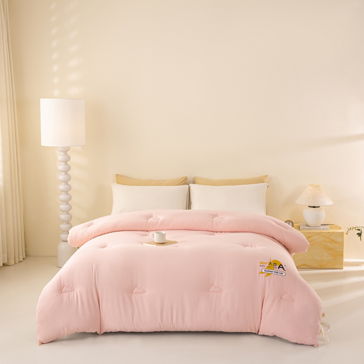 91家纺网 家纺一手货源 找家纺 风蝴蝶 2025新款云感大豆被双拼春秋被直播冬被外贸跨境被芯学生宿舍被子被芯 暖心粉