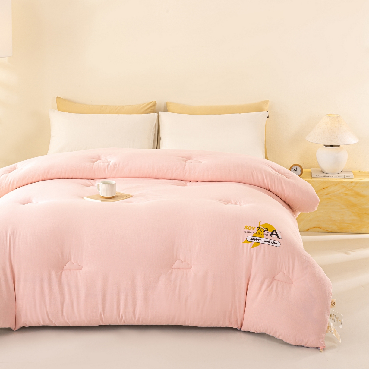 91家纺网 家纺一手货源 找家纺 风蝴蝶 2025新款云感大豆被双拼春秋被直播冬被外贸跨境被芯学生宿舍被子被芯 暖心粉