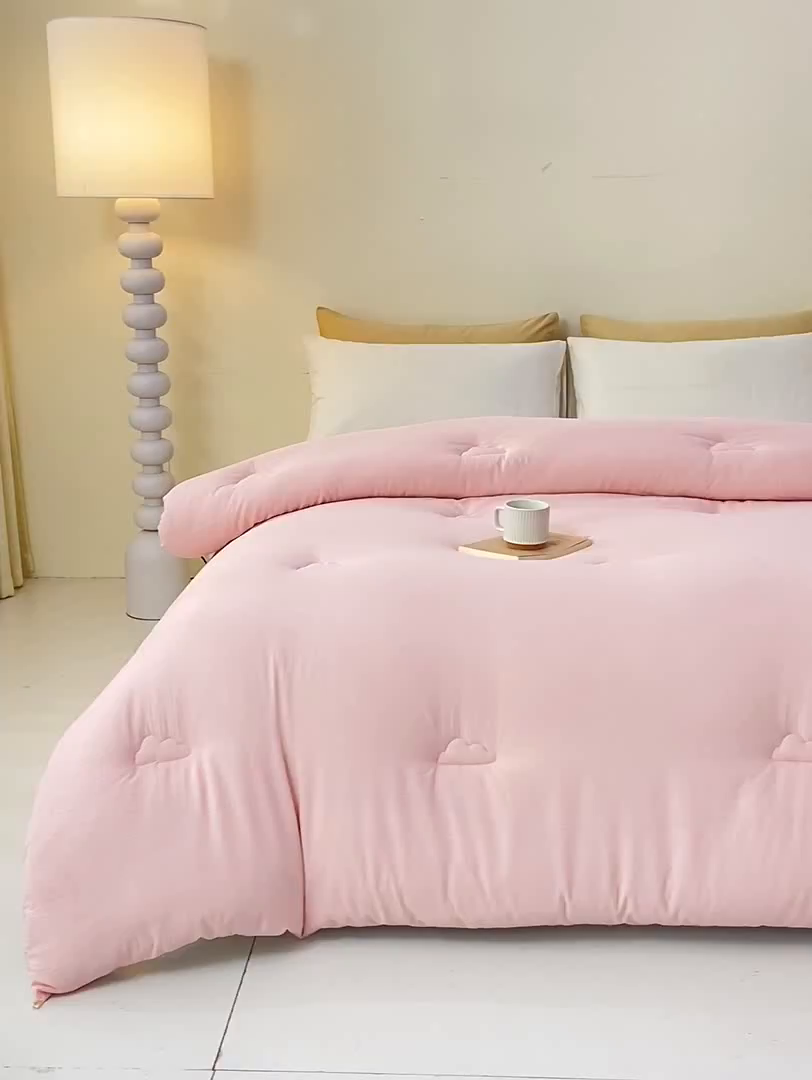 91家纺网 家纺一手货源 找家纺 风蝴蝶 2025新款云感大豆被双拼春秋被直播冬被外贸跨境被芯学生宿舍被子被芯 暖心粉