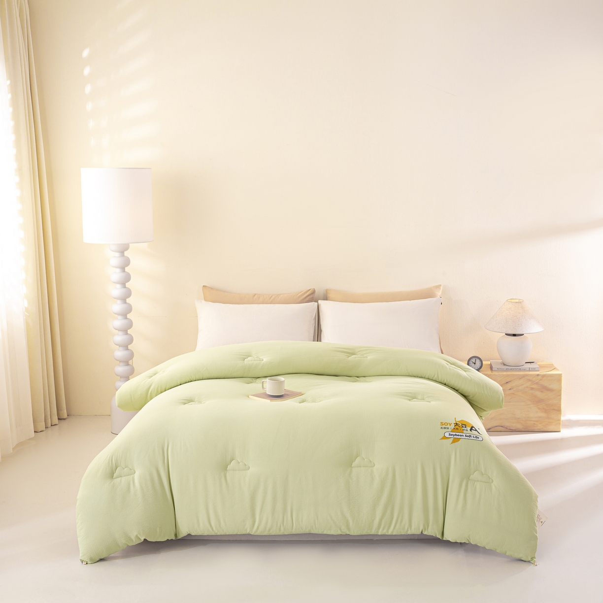 91家纺网 家纺一手货源 找家纺 风蝴蝶 2025新款云感大豆被双拼春秋被直播冬被外贸跨境被芯学生宿舍被子被芯 青山绿