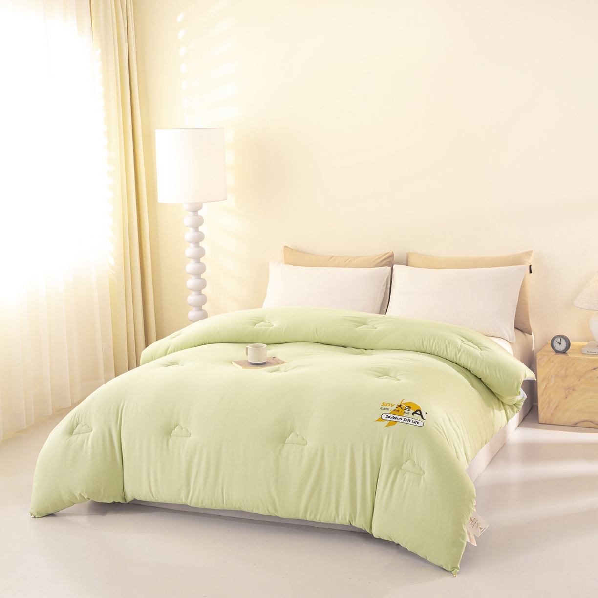 91家纺网 家纺一手货源 找家纺 风蝴蝶 2025新款云感大豆被双拼春秋被直播冬被外贸跨境被芯学生宿舍被子被芯 青山绿