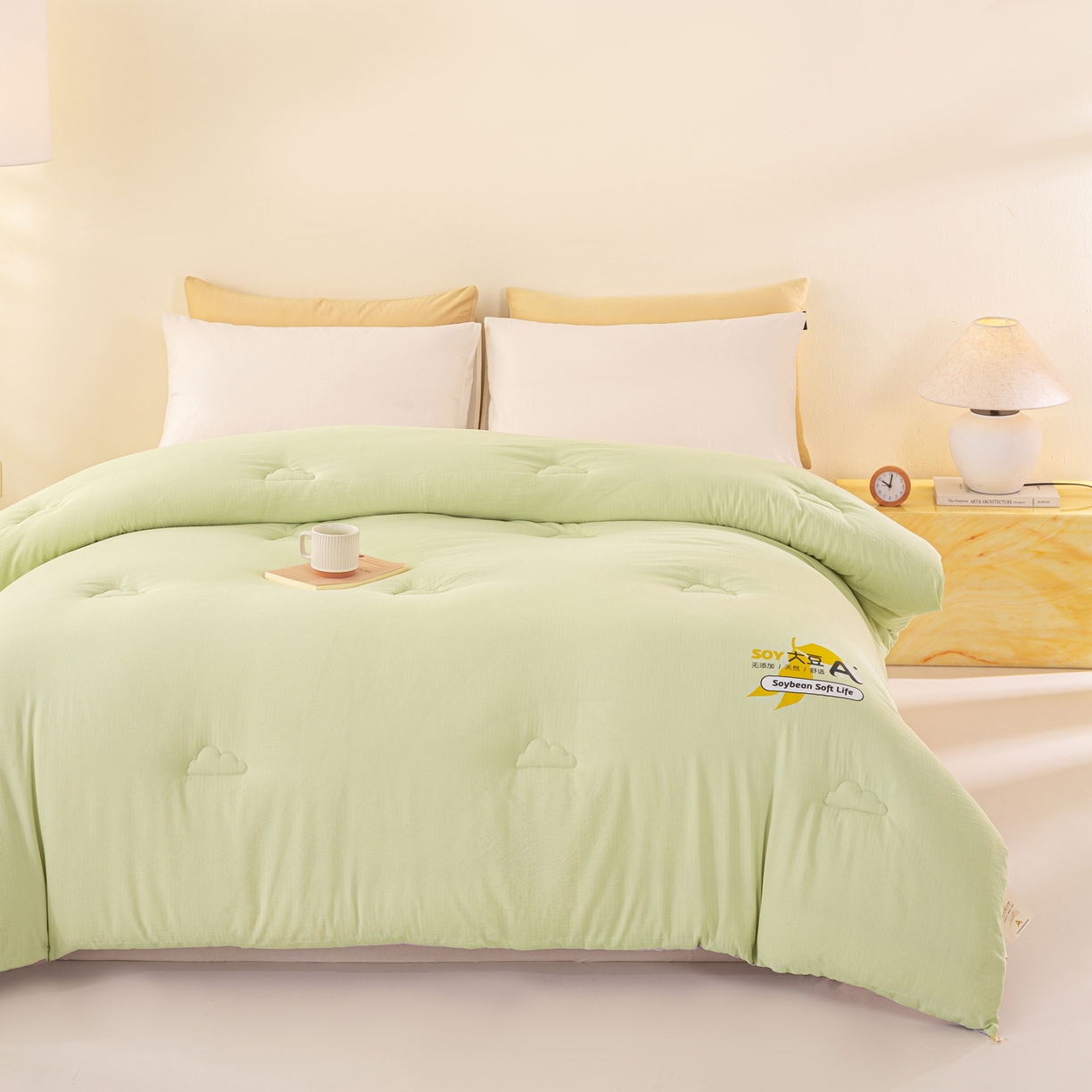 91家纺网 家纺一手货源 找家纺 风蝴蝶 2025新款云感大豆被双拼春秋被直播冬被外贸跨境被芯学生宿舍被子被芯 青山绿