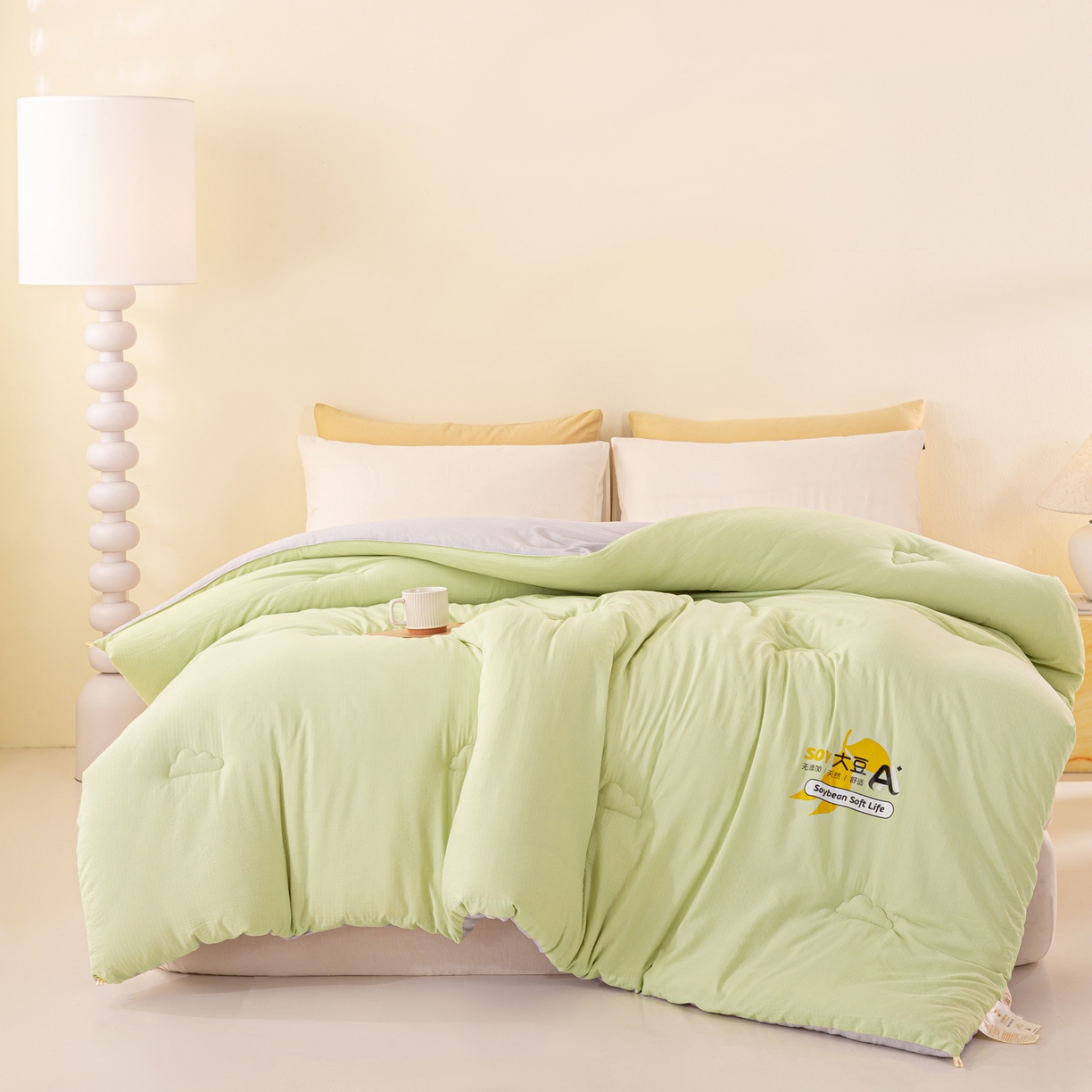 91家纺网 家纺一手货源 找家纺 风蝴蝶 2025新款云感大豆被双拼春秋被直播冬被外贸跨境被芯学生宿舍被子被芯 青山绿