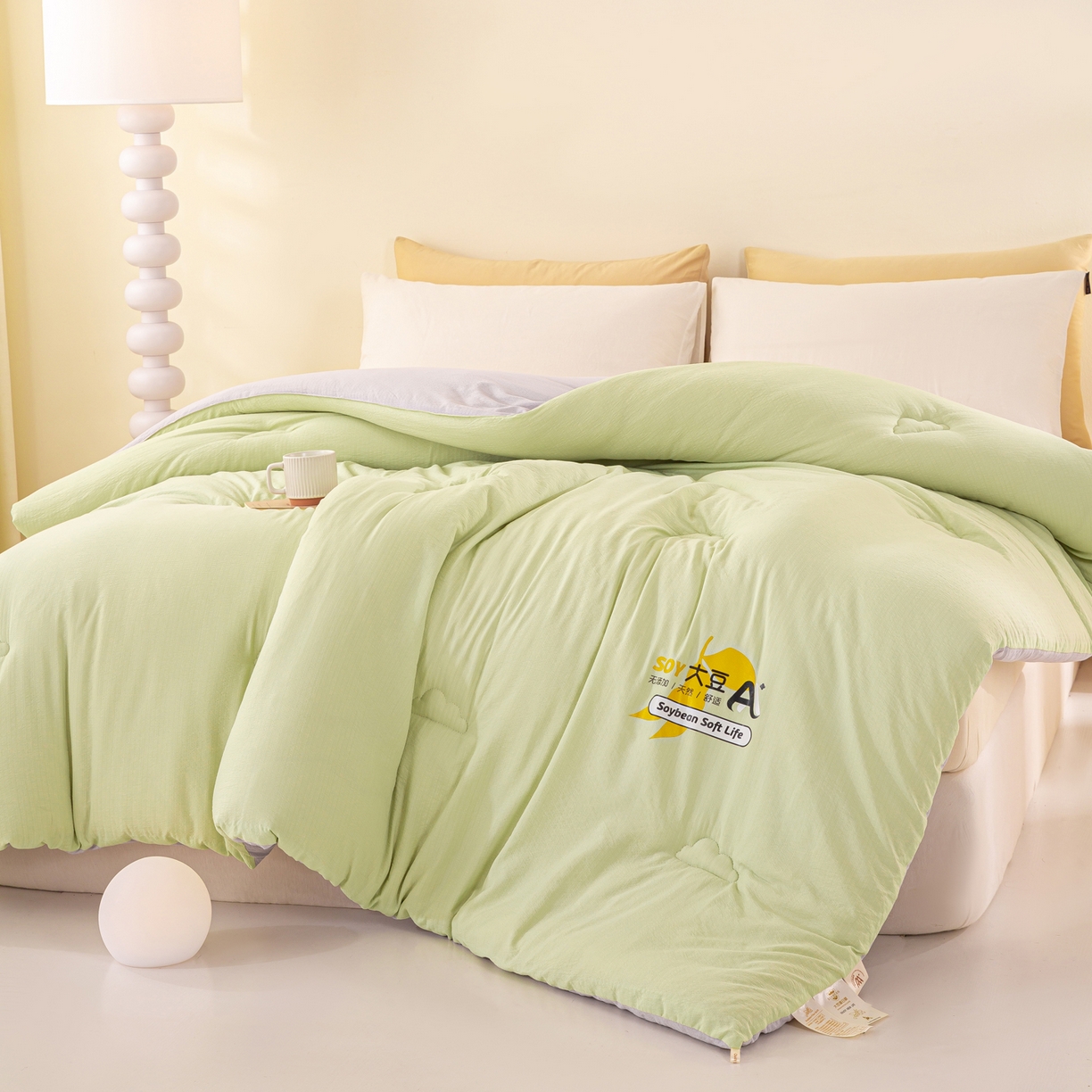 91家纺网 家纺一手货源 找家纺 风蝴蝶 2025新款云感大豆被双拼春秋被直播冬被外贸跨境被芯学生宿舍被子被芯 青山绿