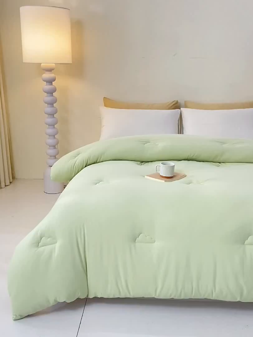 91家纺网 家纺一手货源 找家纺 风蝴蝶 2025新款云感大豆被双拼春秋被直播冬被外贸跨境被芯学生宿舍被子被芯 青山绿