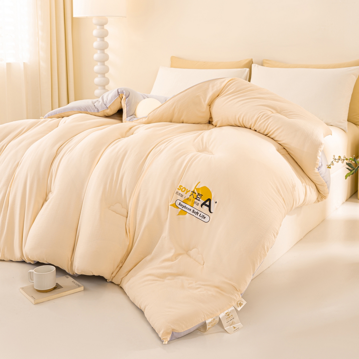 91家纺网 家纺一手货源 找家纺 风蝴蝶 2025新款云感大豆被双拼春秋被直播冬被外贸跨境被芯学生宿舍被子被芯 云柔玉