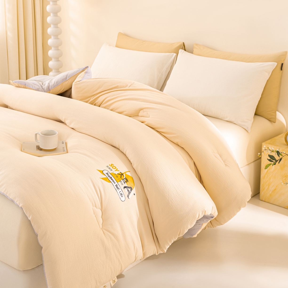 91家纺网 家纺一手货源 找家纺 风蝴蝶 2025新款云感大豆被双拼春秋被直播冬被外贸跨境被芯学生宿舍被子被芯 云柔玉