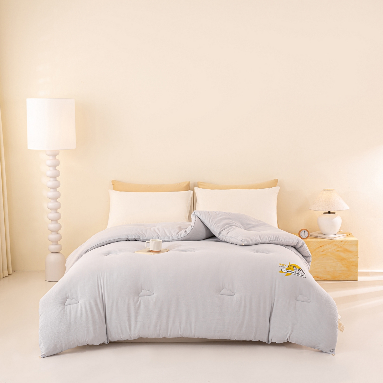 91家纺网 家纺一手货源 找家纺 风蝴蝶 2025新款云感大豆被双拼春秋被直播冬被外贸跨境被芯学生宿舍被子被芯 云岩灰