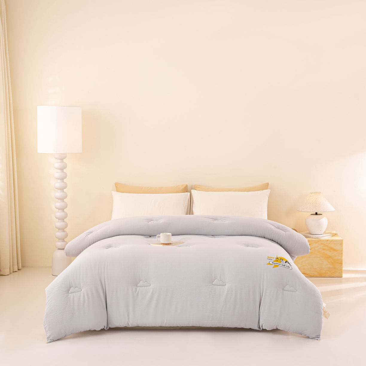 91家纺网 家纺一手货源 找家纺 风蝴蝶 2025新款云感大豆被双拼春秋被直播冬被外贸跨境被芯学生宿舍被子被芯 云岩灰