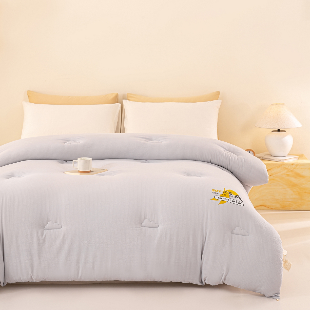 91家纺网 家纺一手货源 找家纺 风蝴蝶 2025新款云感大豆被双拼春秋被直播冬被外贸跨境被芯学生宿舍被子被芯 云岩灰