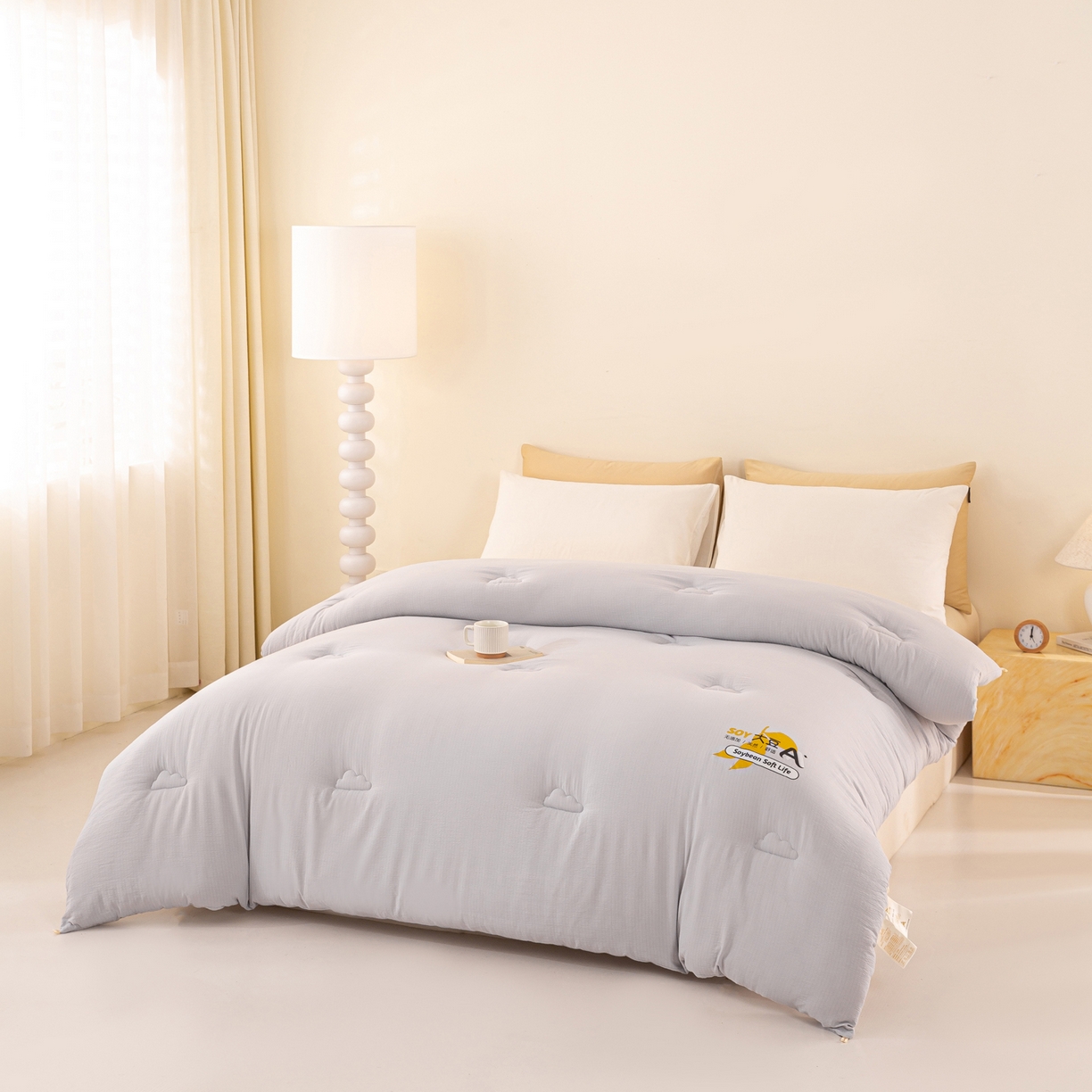 91家纺网 家纺一手货源 找家纺 风蝴蝶 2025新款云感大豆被双拼春秋被直播冬被外贸跨境被芯学生宿舍被子被芯 云岩灰