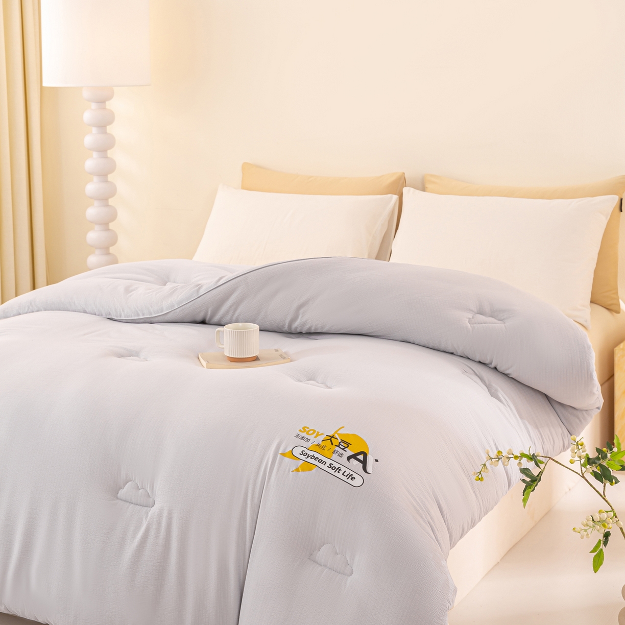 91家纺网 家纺一手货源 找家纺 风蝴蝶 2025新款云感大豆被双拼春秋被直播冬被外贸跨境被芯学生宿舍被子被芯 云岩灰