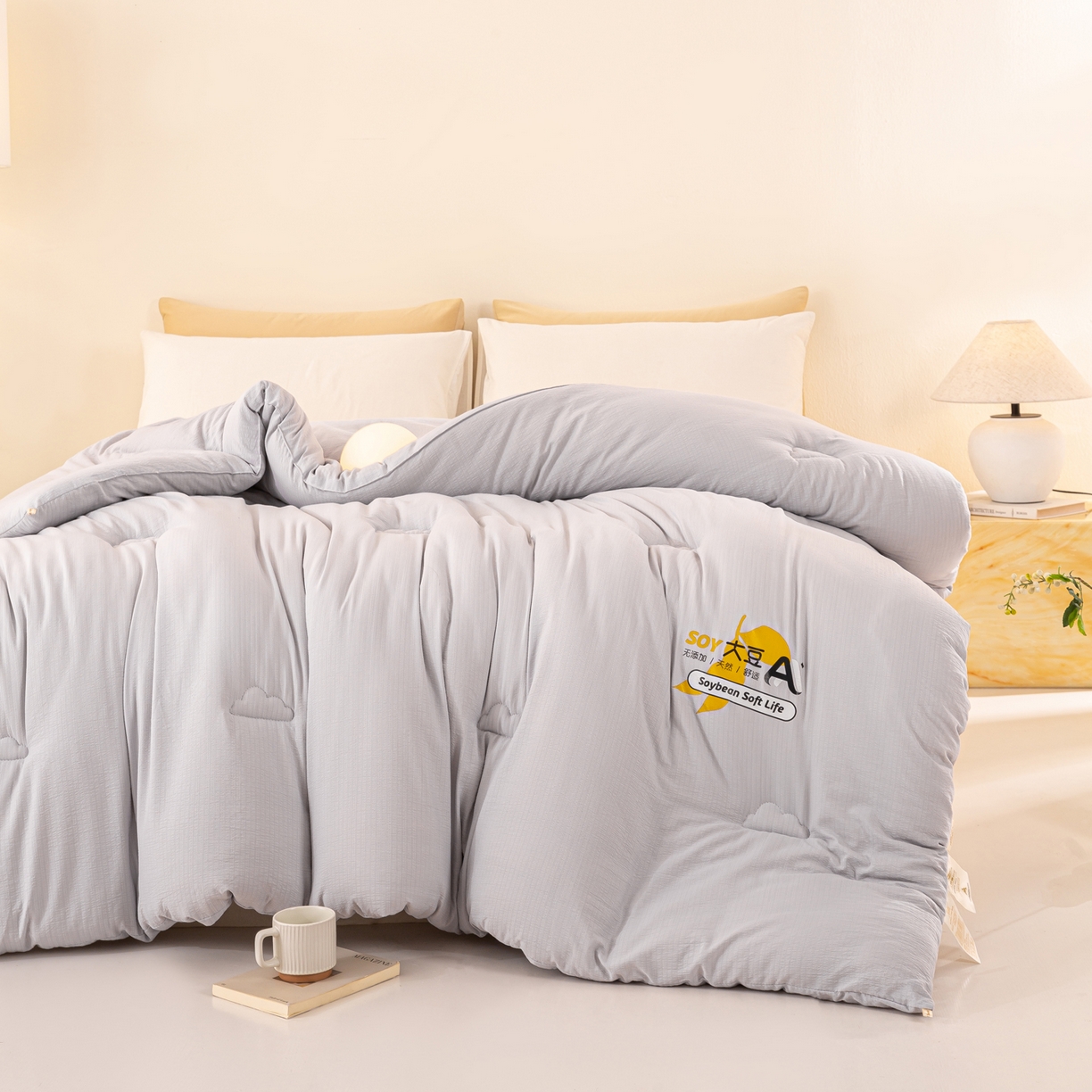 91家纺网 家纺一手货源 找家纺 风蝴蝶 2025新款云感大豆被双拼春秋被直播冬被外贸跨境被芯学生宿舍被子被芯 云岩灰