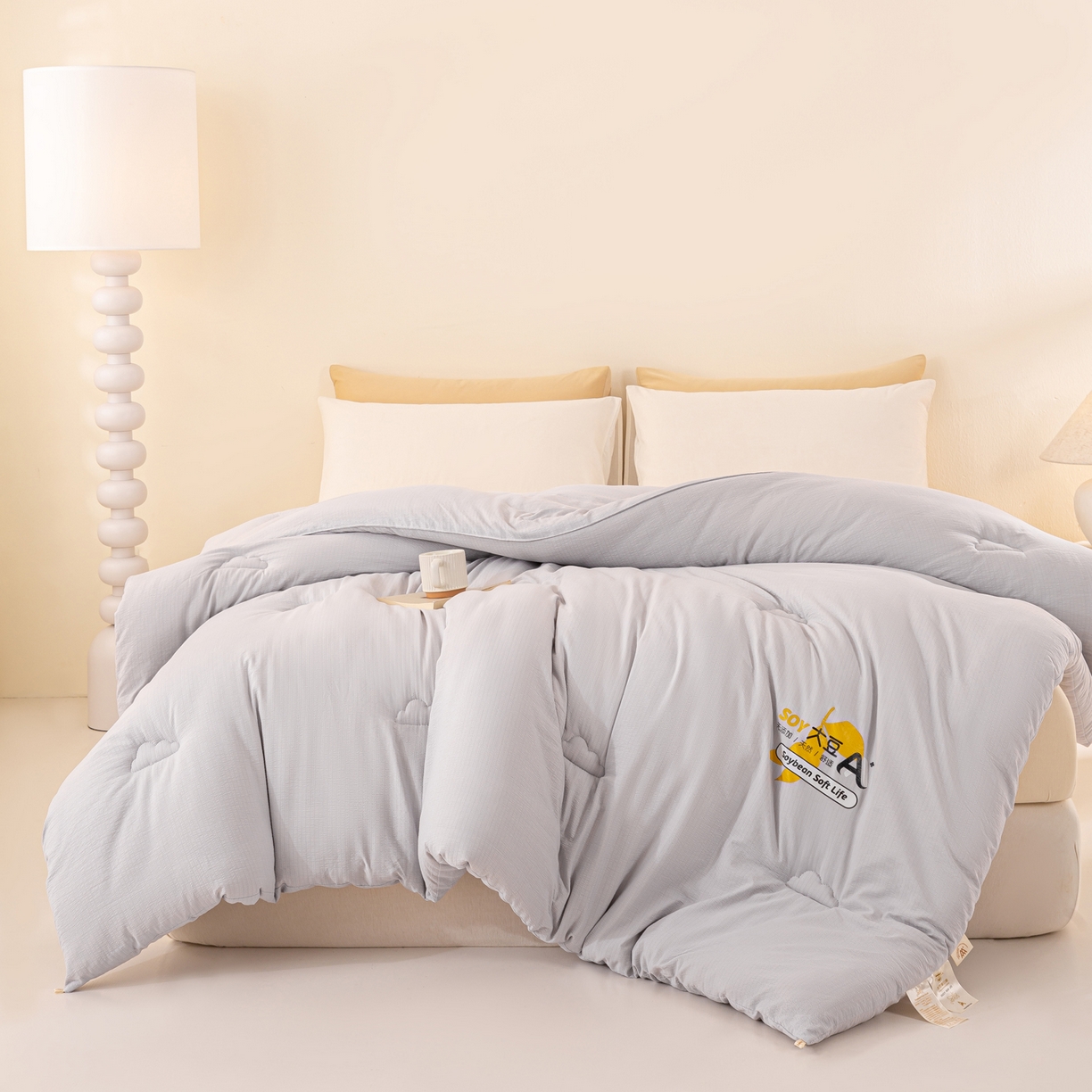 91家纺网 家纺一手货源 找家纺 风蝴蝶 2025新款云感大豆被双拼春秋被直播冬被外贸跨境被芯学生宿舍被子被芯 云岩灰