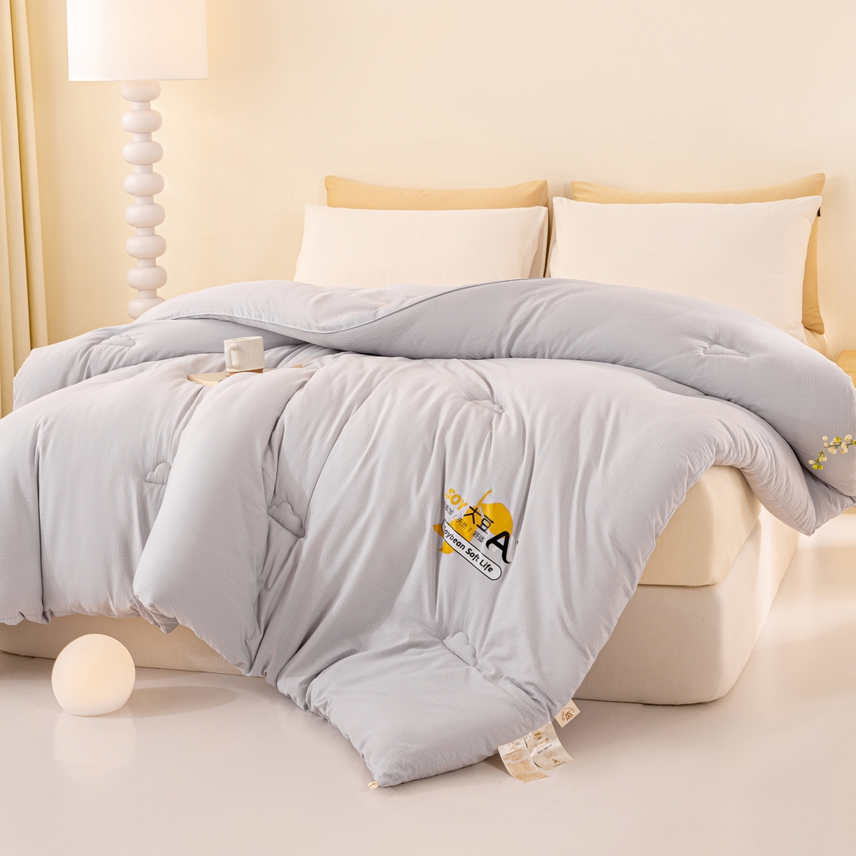 91家纺网 家纺一手货源 找家纺 风蝴蝶 2025新款云感大豆被双拼春秋被直播冬被外贸跨境被芯学生宿舍被子被芯 云岩灰