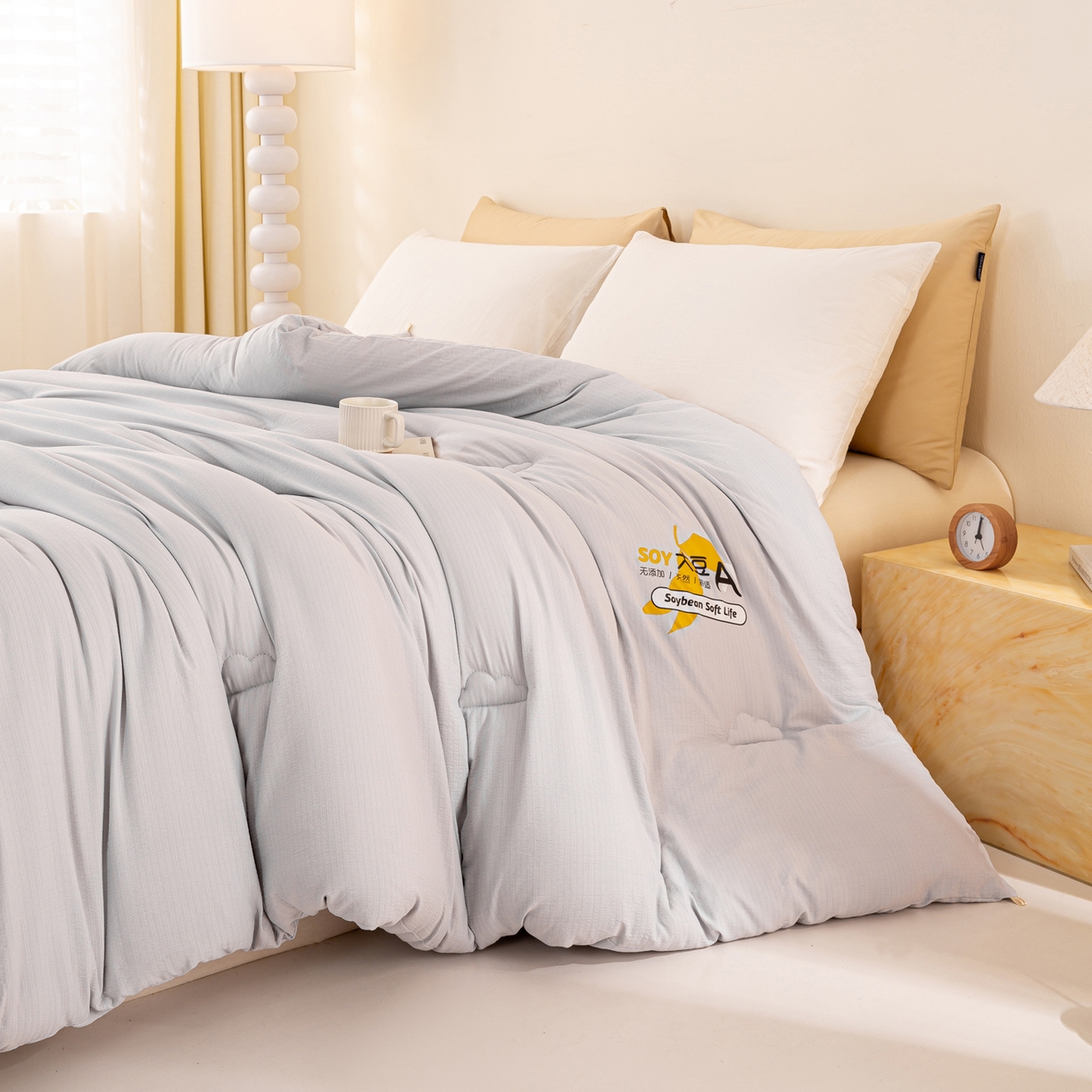 91家纺网 家纺一手货源 找家纺 风蝴蝶 2025新款云感大豆被双拼春秋被直播冬被外贸跨境被芯学生宿舍被子被芯 云岩灰