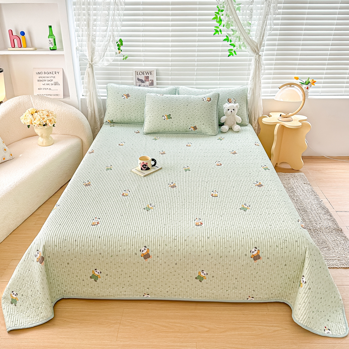 91家纺网 家纺一手货源 找家纺 （总）橘夏家纺 2025新款全棉双层纱床盖单件全棉夹棉学生床垫榻榻米不移位床盖三件套