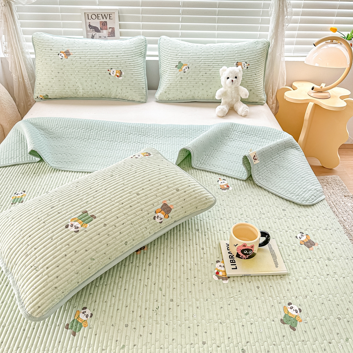 91家纺网 家纺一手货源 找家纺 （总）橘夏家纺 2025新款全棉双层纱床盖单件全棉夹棉学生床垫榻榻米不移位床盖三件套