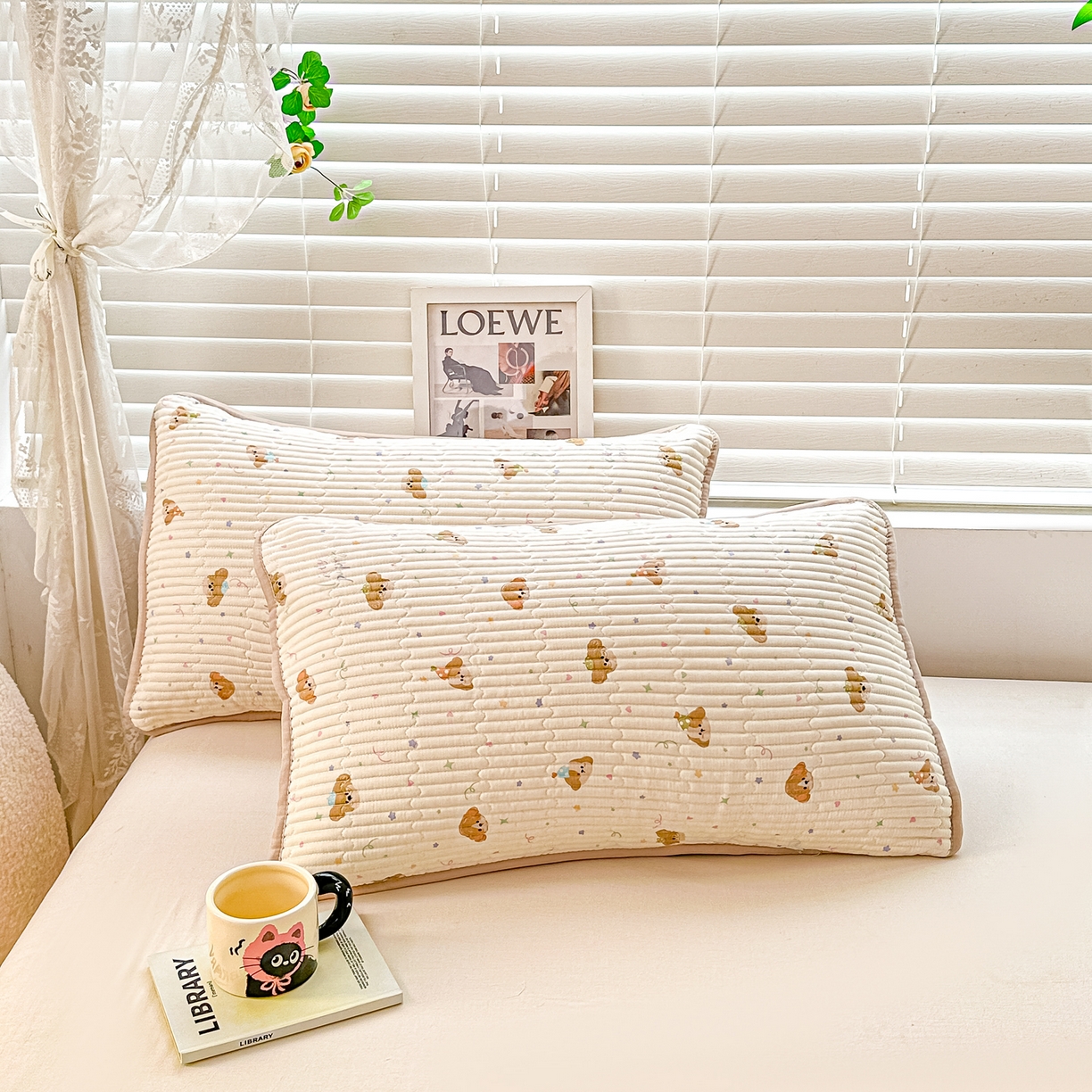 91家纺网 家纺一手货源 找家纺 橘夏家纺 2025新款全棉双层纱床盖单件全棉夹棉学生床垫榻榻米不移位床盖三件套 星仔