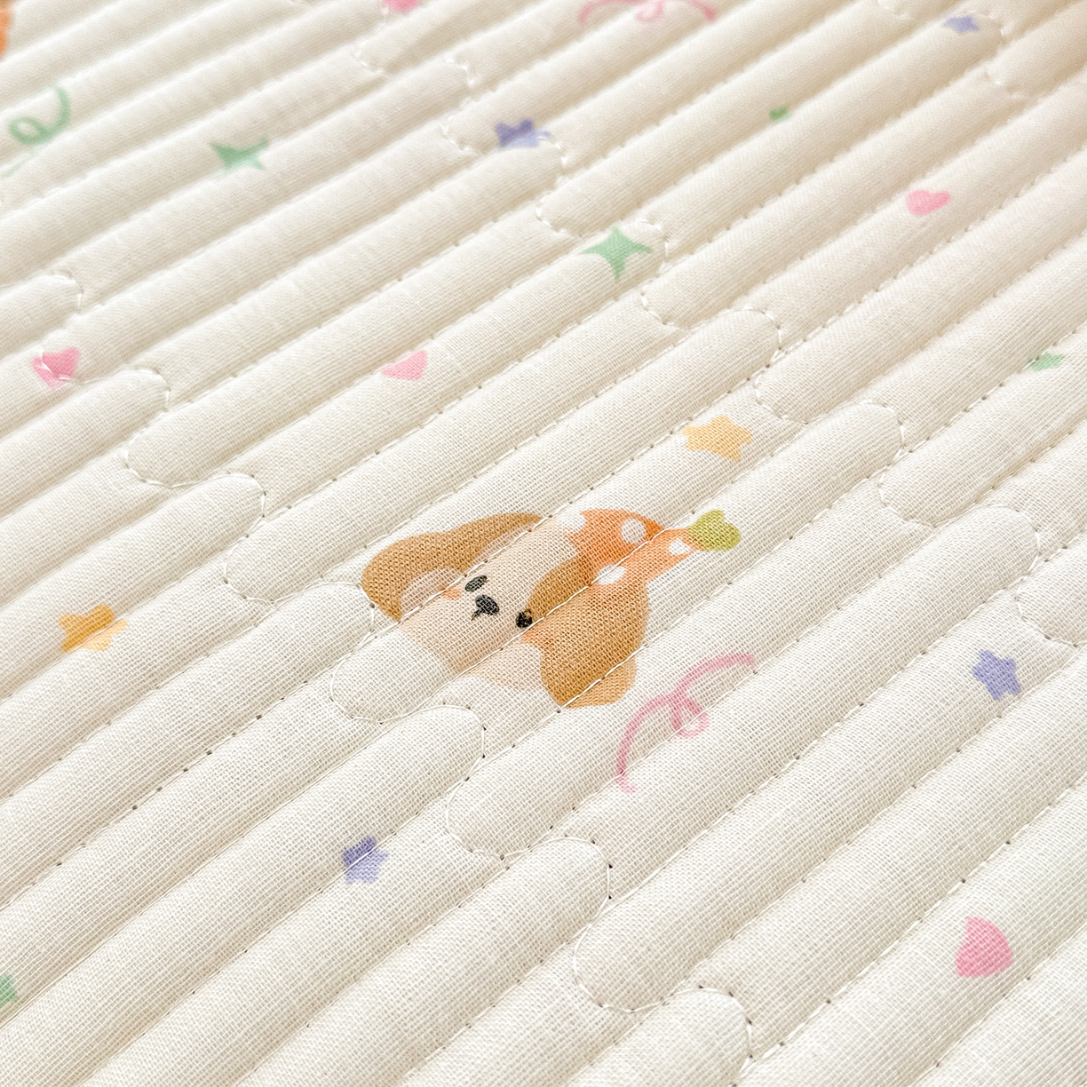 91家纺网 家纺一手货源 找家纺 橘夏家纺 2025新款全棉双层纱床盖单件全棉夹棉学生床垫榻榻米不移位床盖三件套 星仔