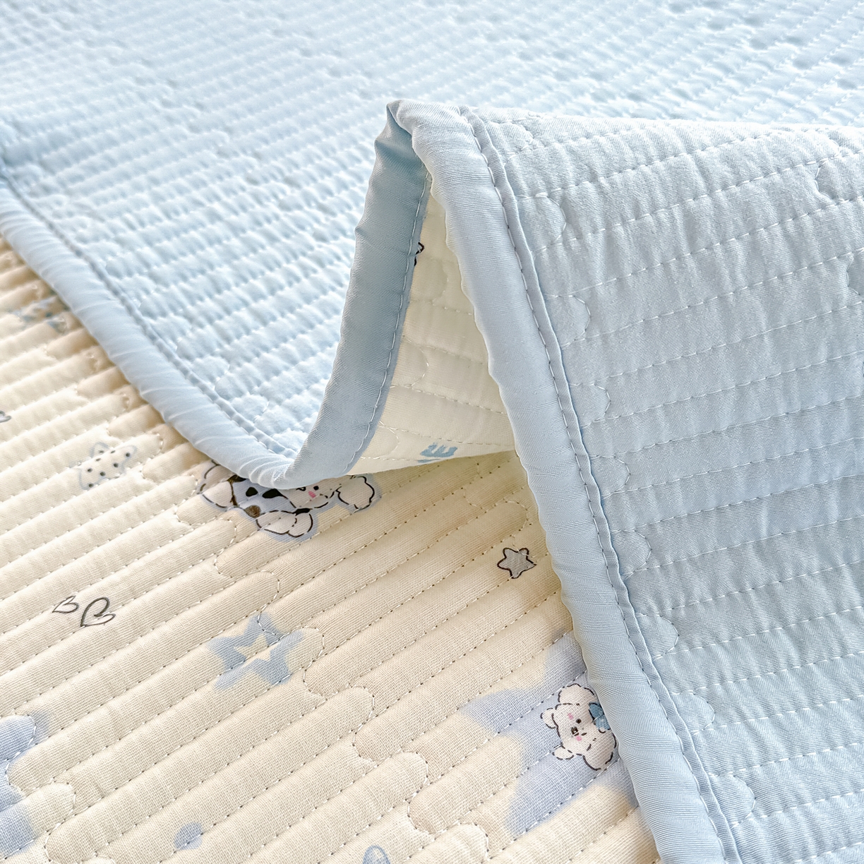 91家纺网 家纺一手货源 找家纺 橘夏家纺 2025新款全棉双层纱床盖单件全棉夹棉学生床垫榻榻米不移位床盖三件套 智多星