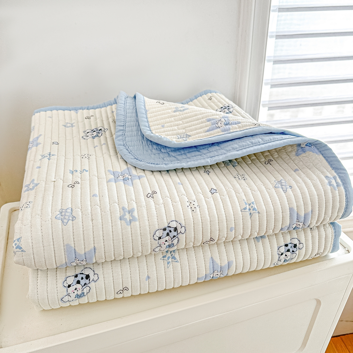 91家纺网 家纺一手货源 找家纺 橘夏家纺 2025新款全棉双层纱床盖单件全棉夹棉学生床垫榻榻米不移位床盖三件套 智多星