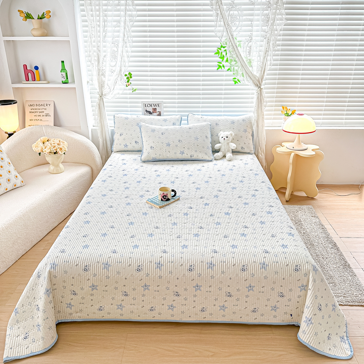 91家纺网 家纺一手货源 找家纺 橘夏家纺 2025新款全棉双层纱床盖单件全棉夹棉学生床垫榻榻米不移位床盖三件套 智多星