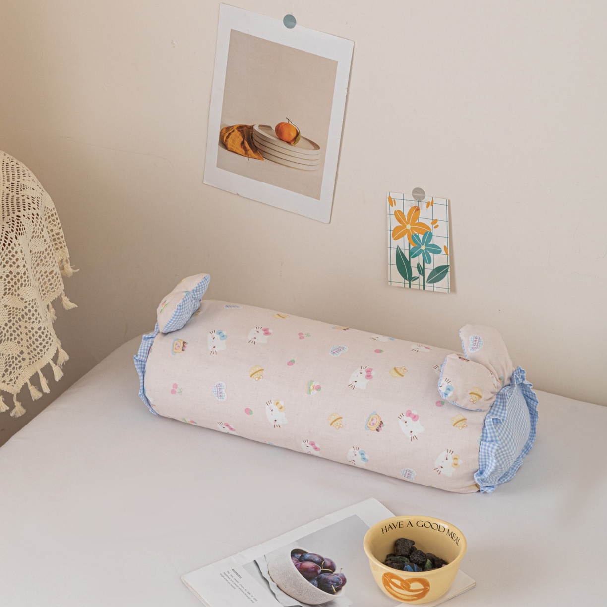 91家纺网 家纺一手货源 找家纺 （总）卓昌枕芯 2025新款全棉双层纱兔耳枕糖果荞麦枕头枕芯