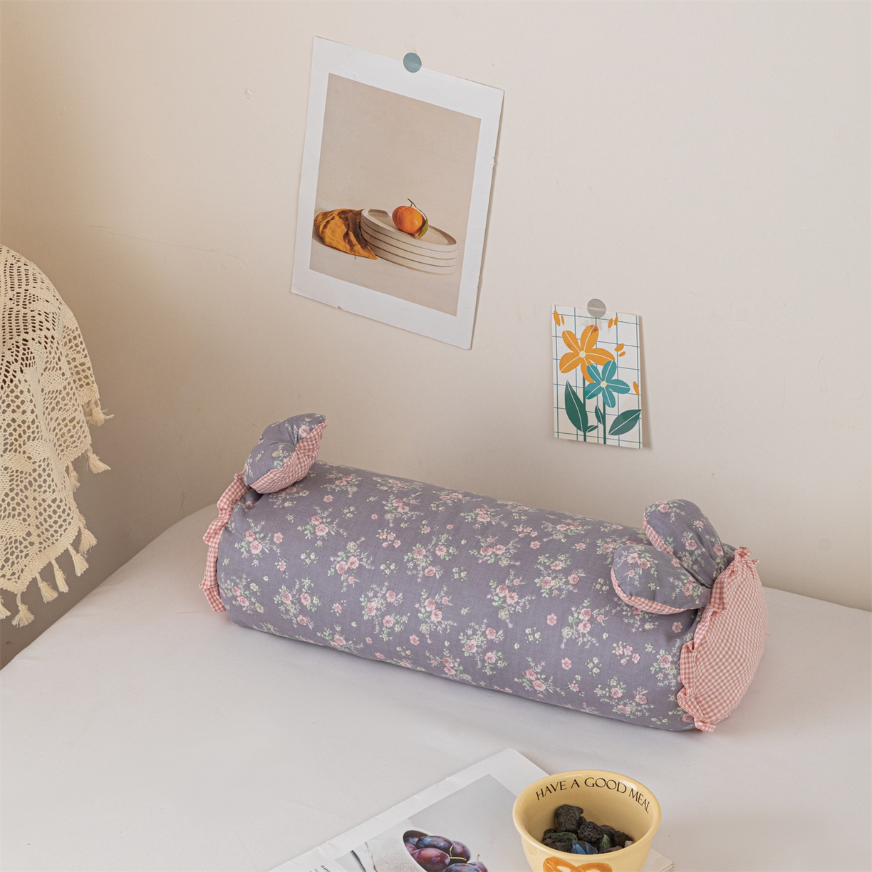 91家纺网 家纺一手货源 找家纺 卓昌枕芯 2025新款全棉双层纱兔耳枕糖果荞麦枕头枕芯 繁花粉格