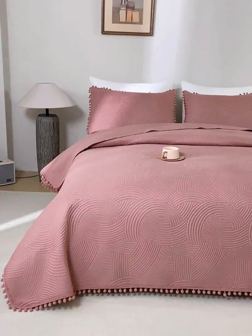 91家纺网 家纺一手货源 找家纺 （总）81号家纺 2025新款亲肤水洗棉夹棉四季款床盖三件套