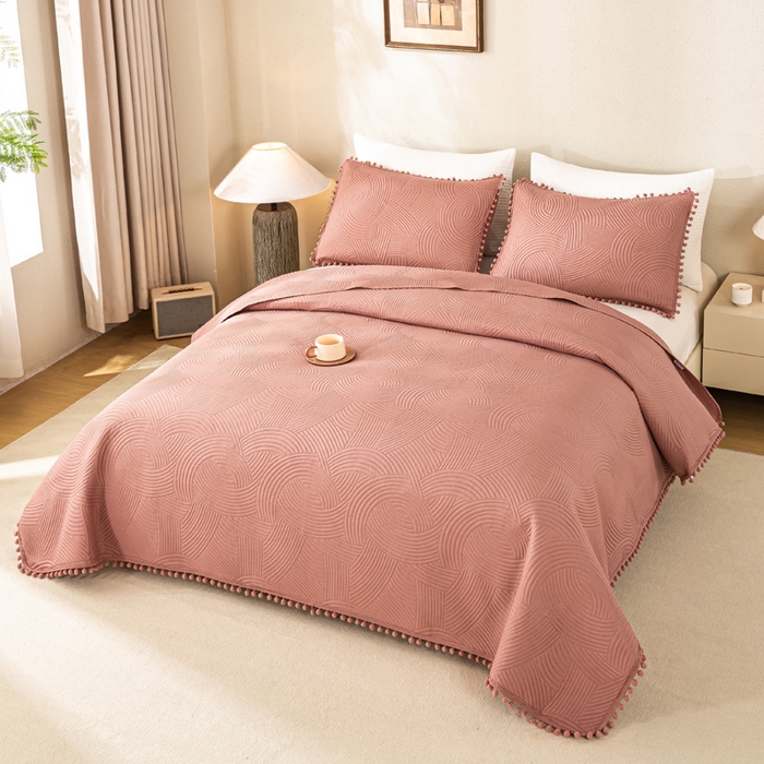 91家纺网 家纺一手货源 找家纺 （总）81号家纺 2025新款亲肤水洗棉夹棉四季款床盖三件套