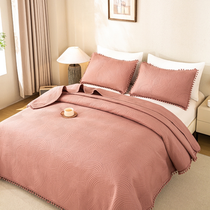 91家纺网 家纺一手货源 找家纺 （总）81号家纺 2025新款亲肤水洗棉夹棉四季款床盖三件套