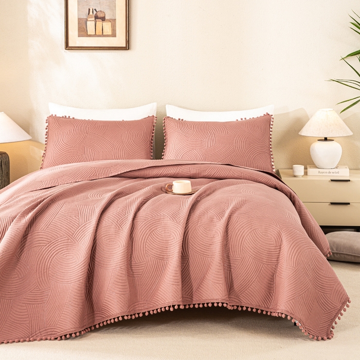 91家纺网 家纺一手货源 找家纺 （总）81号家纺 2025新款亲肤水洗棉夹棉四季款床盖三件套