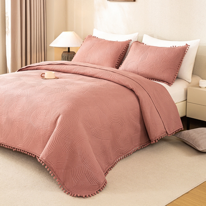 91家纺网 家纺一手货源 找家纺 （总）81号家纺 2025新款亲肤水洗棉夹棉四季款床盖三件套