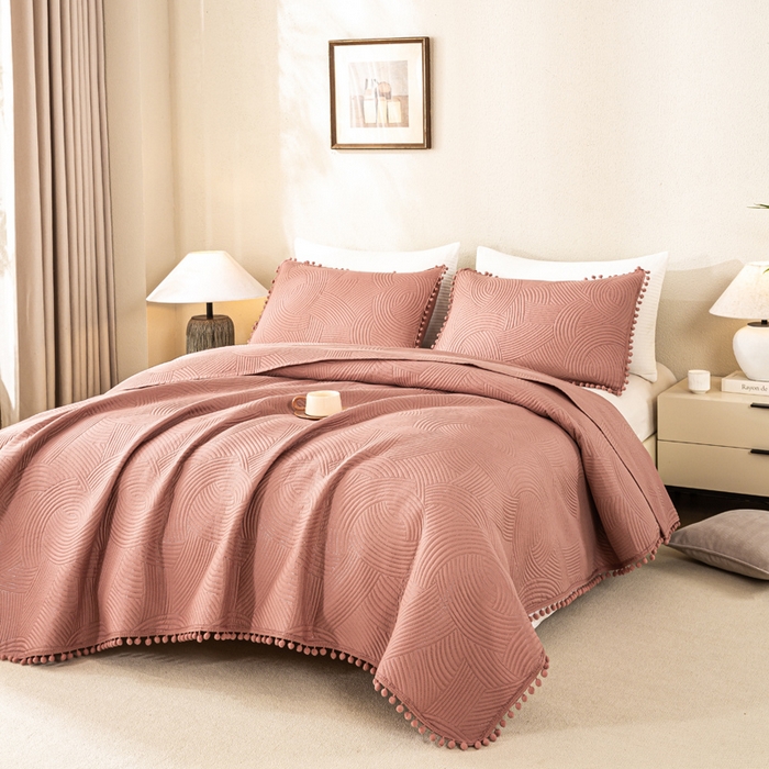 91家纺网 家纺一手货源 找家纺 （总）81号家纺 2025新款亲肤水洗棉夹棉四季款床盖三件套