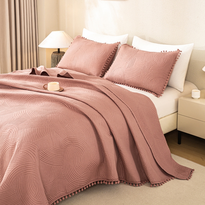 91家纺网 家纺一手货源 找家纺 （总）81号家纺 2025新款亲肤水洗棉夹棉四季款床盖三件套