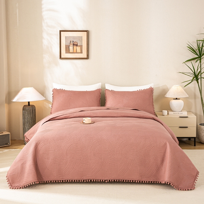 91家纺网 家纺一手货源 找家纺 （总）81号家纺 2025新款亲肤水洗棉夹棉四季款床盖三件套