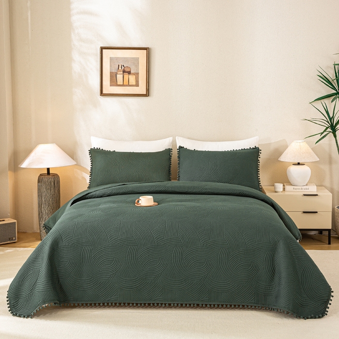 91家纺网 家纺一手货源 找家纺 （总）81号家纺 2025新款亲肤水洗棉夹棉四季款床盖三件套