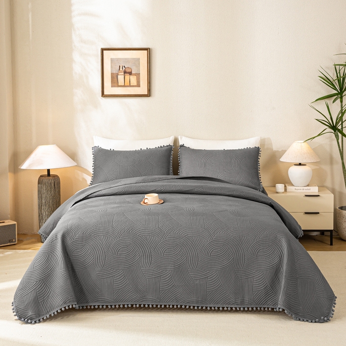 91家纺网 家纺一手货源 找家纺 （总）81号家纺 2025新款亲肤水洗棉夹棉四季款床盖三件套