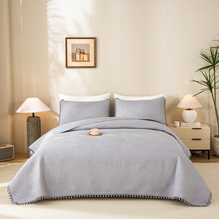 91家纺网 家纺一手货源 找家纺 （总）81号家纺 2025新款亲肤水洗棉夹棉四季款床盖三件套