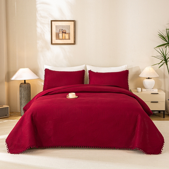 91家纺网 家纺一手货源 找家纺 （总）81号家纺 2025新款亲肤水洗棉夹棉四季款床盖三件套